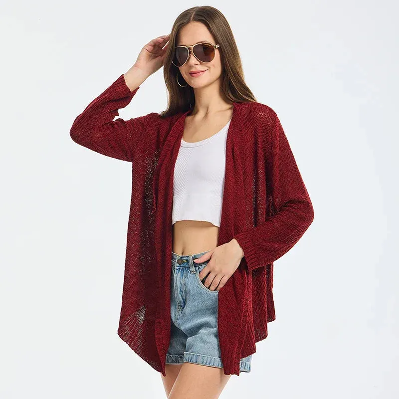 Wenkouban-Christmas Thanksgiving outfits_Summer Cozy Mesh Open Front Long Sleeve Comfortable Thin Fashionable Cardigan Sweater