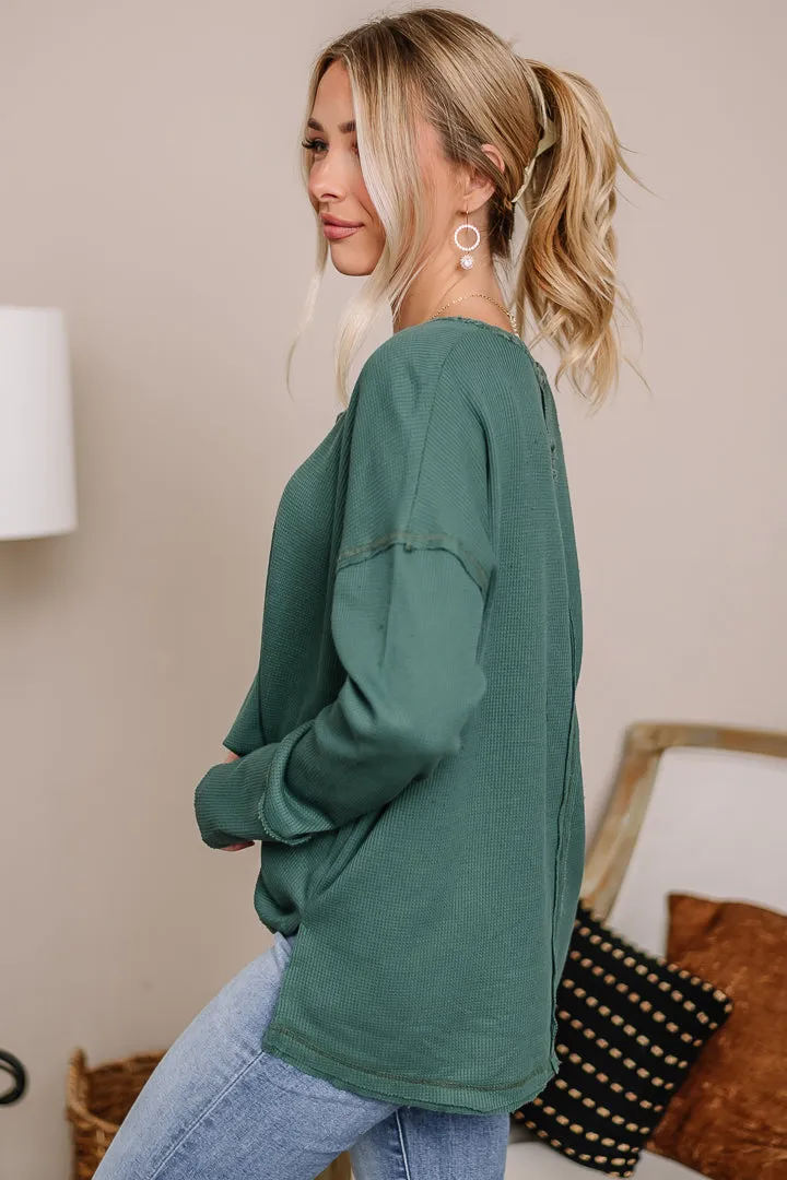 While We're Here Thermal Henley Top | Green