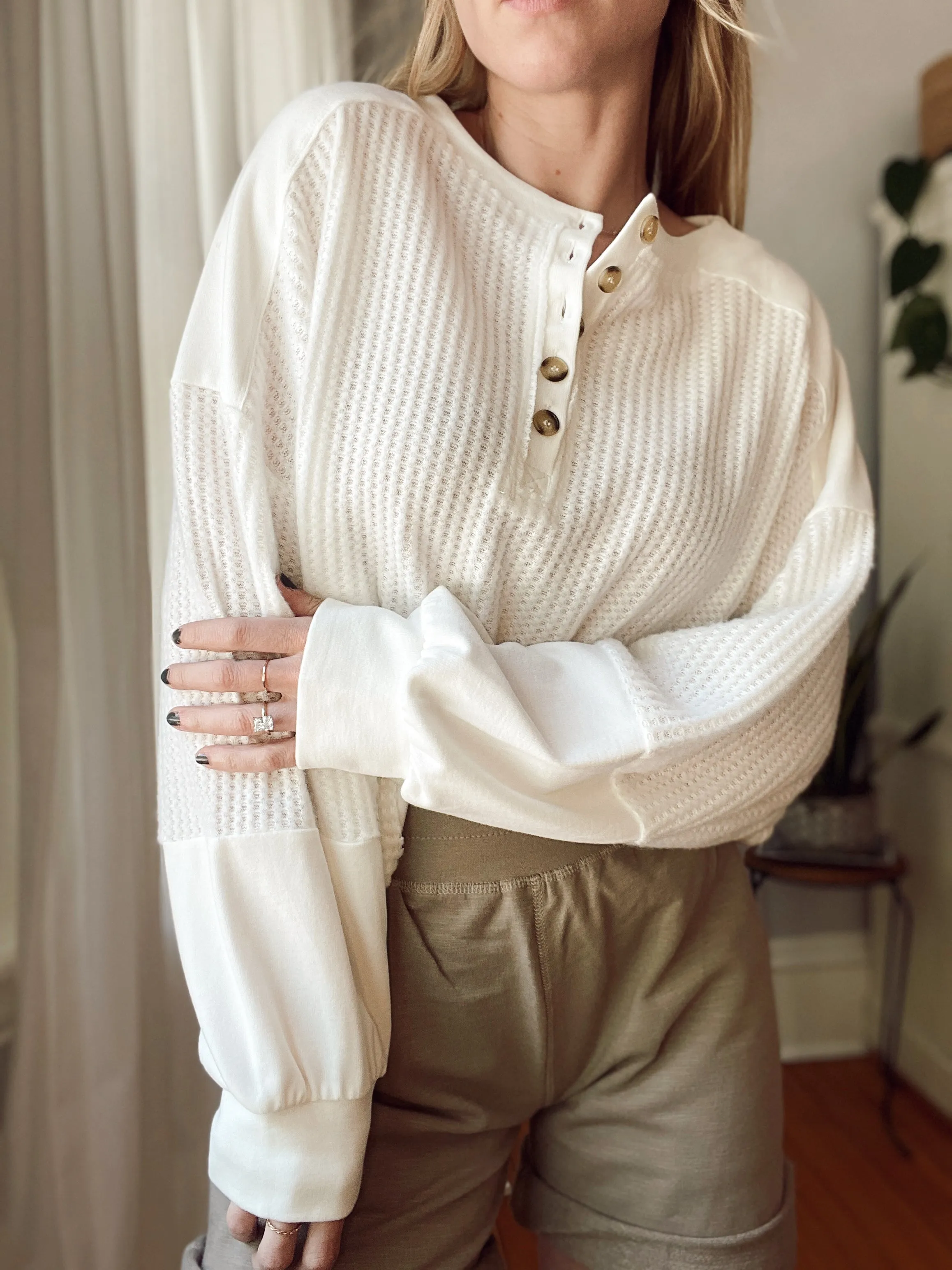 White Thermal Pullover