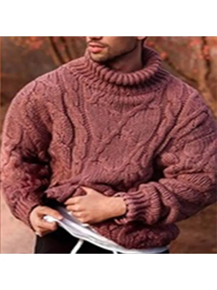 Winter Fashion Casual Twisted Turtleneck Men'S Knitted Sweater