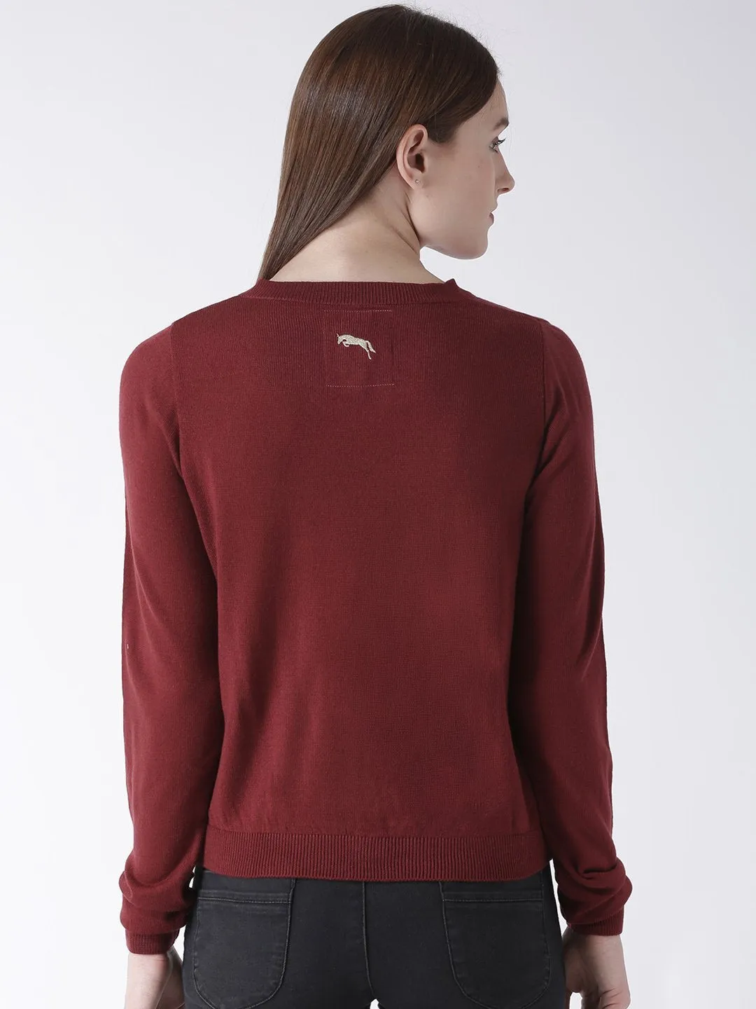 Women Cotton Casual Long Sleeve  Red Winter Sweaters