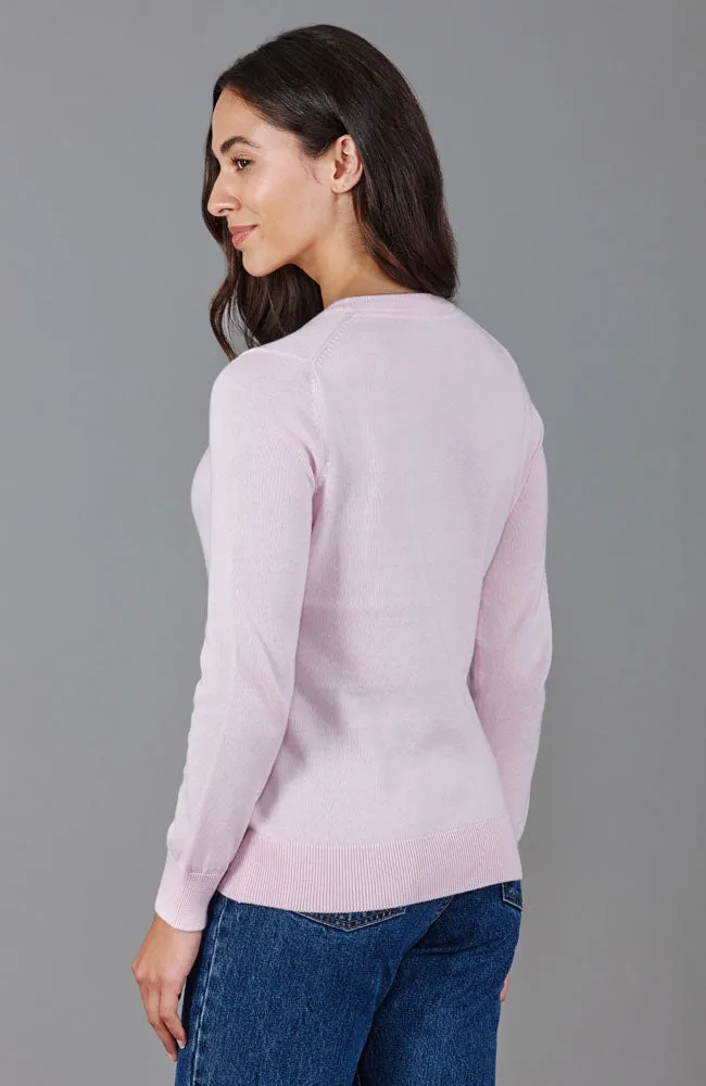 Womens 100% Cotton Crew Neck Jumper