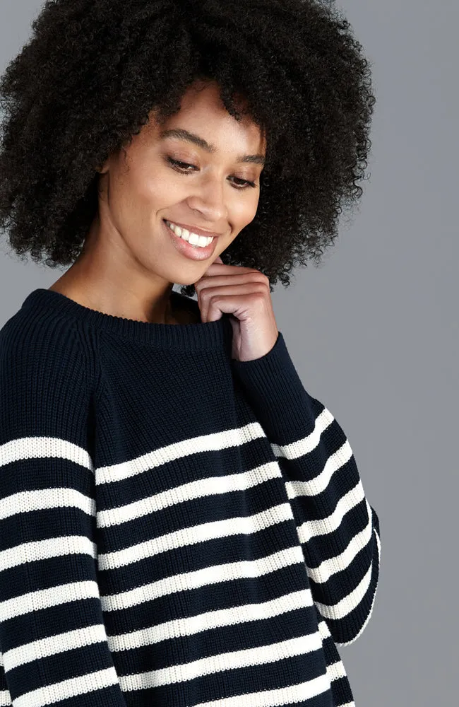 Womens Cotton Ribbed Breton Jumper