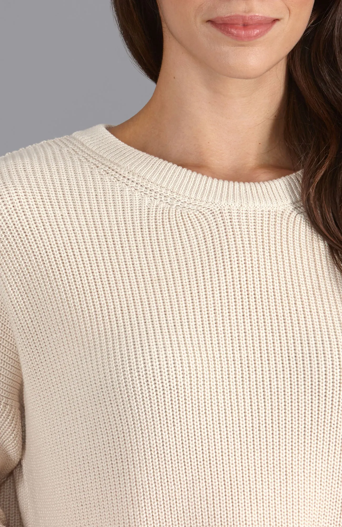 Womens Cotton Ribbed Crew Neck Jumper