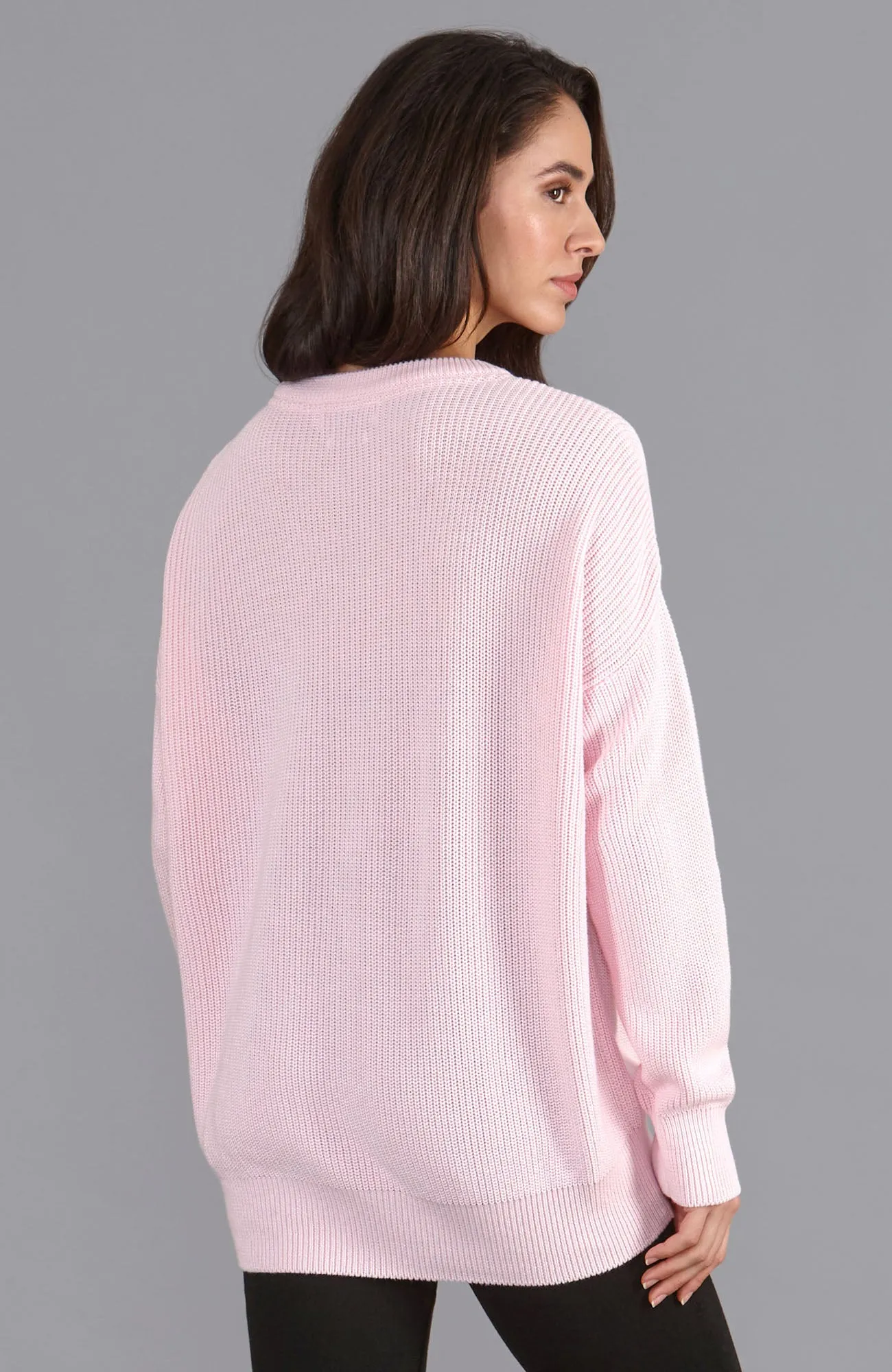 Womens Cotton Ribbed Crew Neck Jumper