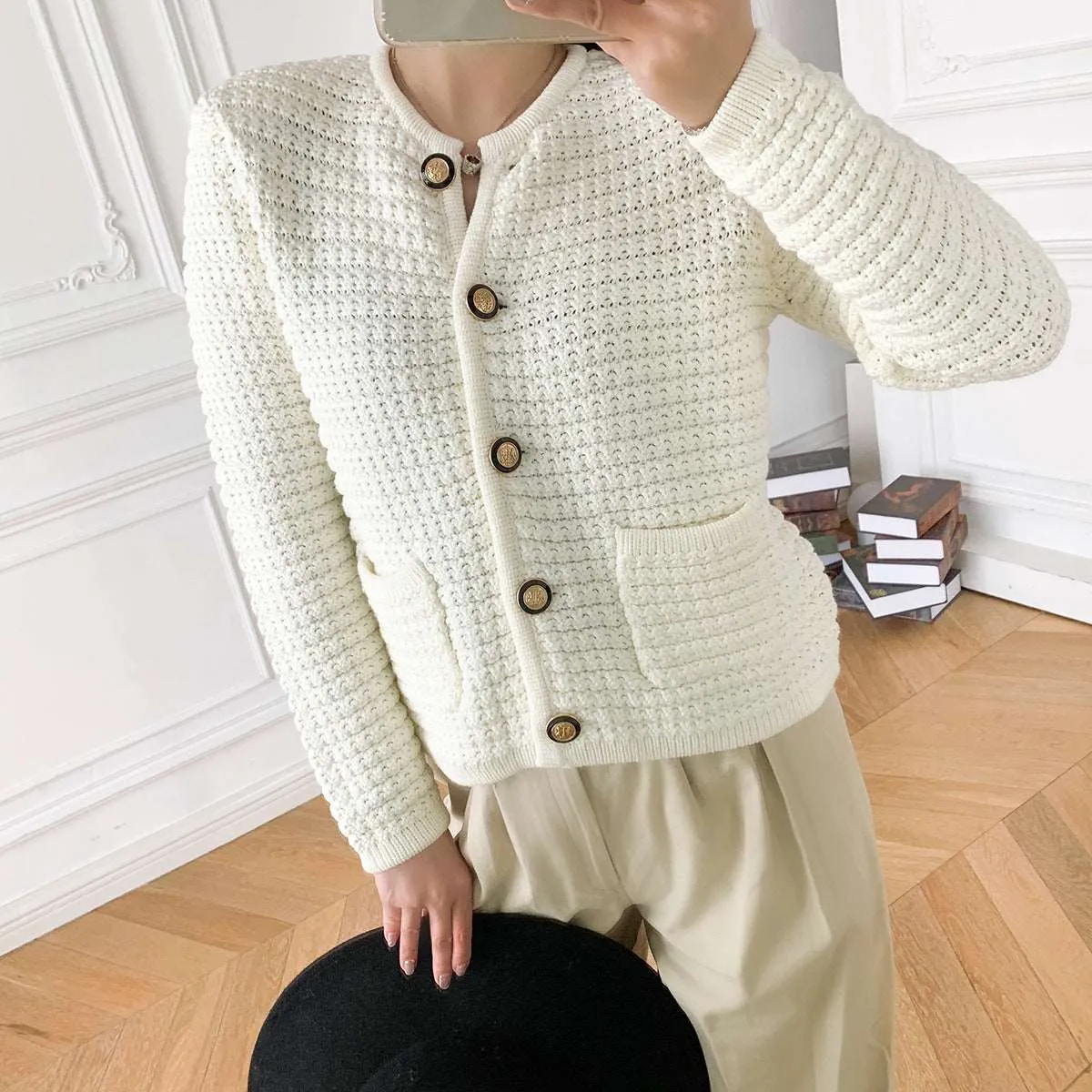 Women's Elegant Cotton Knit Cardigan