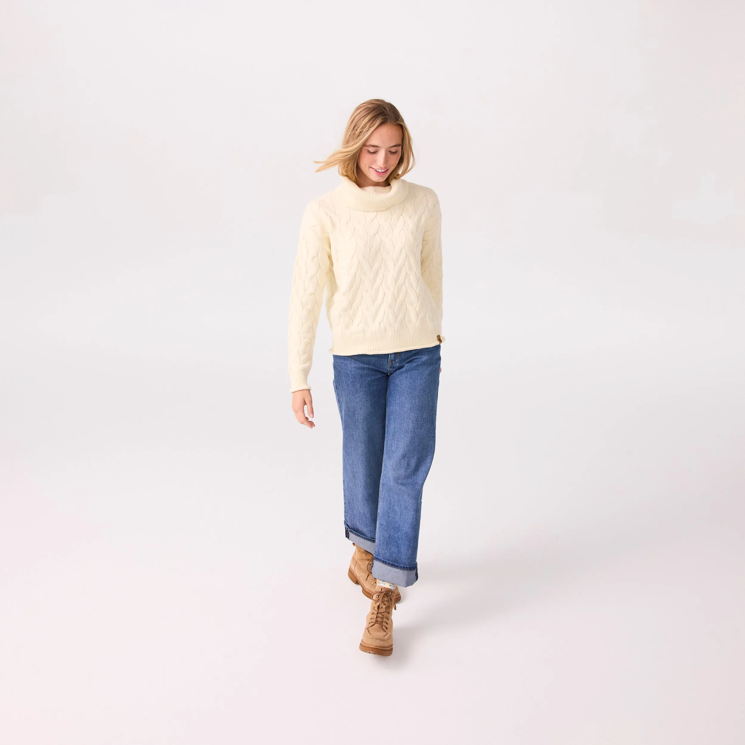 Women's Fisherman Cowlneck Sweater