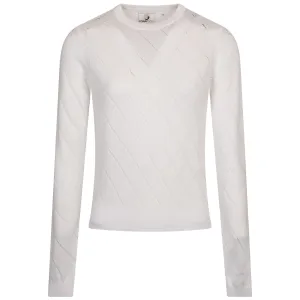 Womens LS Pointelle Sweater White - 2024