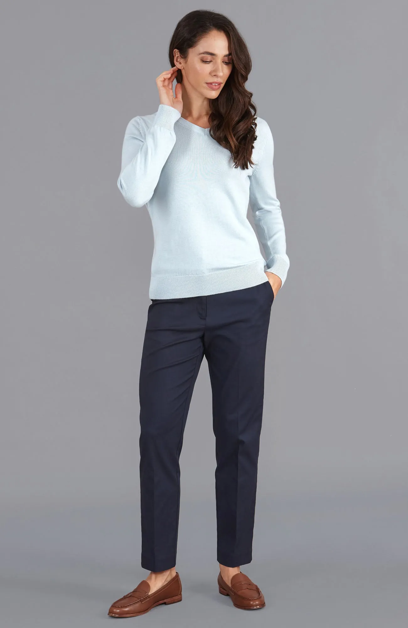 Womens Pure Cotton V-Neck Jumper