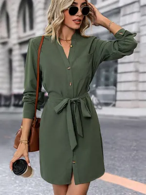 Women's solid color long-sleeved dress