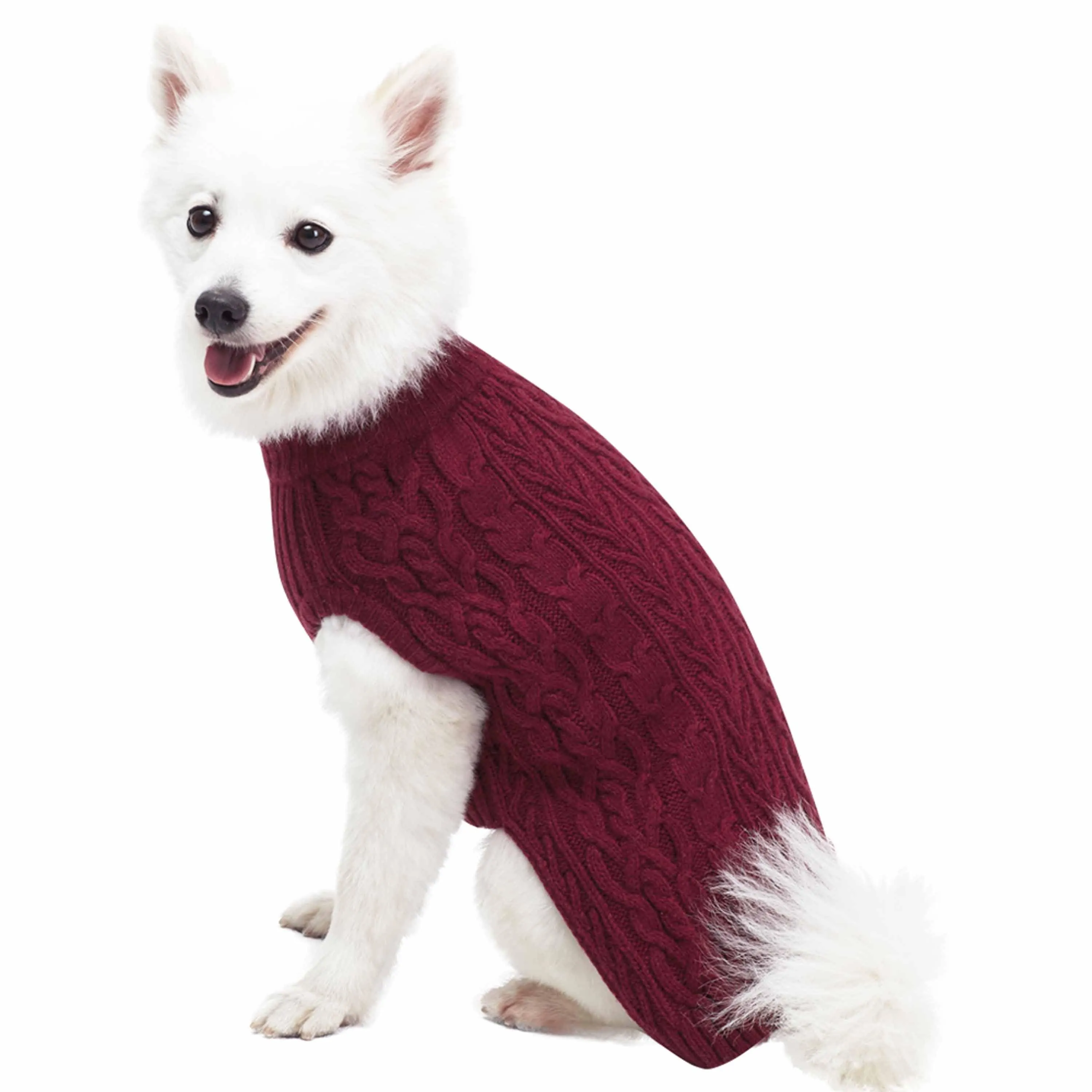 Wool Blend Cable Knit Dog Sweater