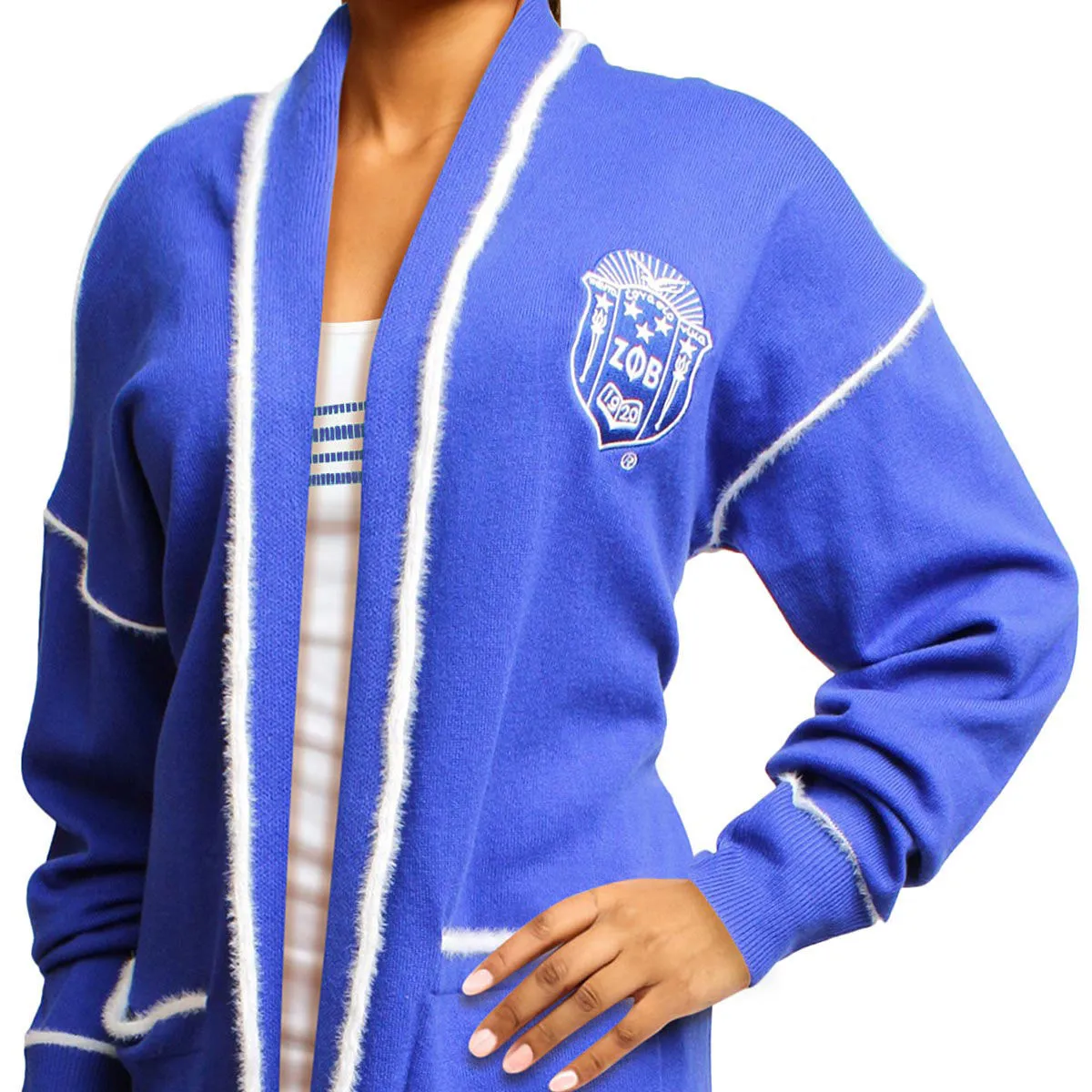 Zeta Phi Beta Apparel Sweater Cardigan ZPB Sorority Small Long Duster Cardigan for Women